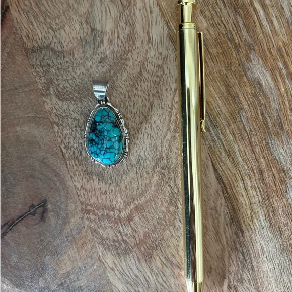 Navajo Spencer Sterling Silver amd Turquoise pendant signed - Picture 4 of 4